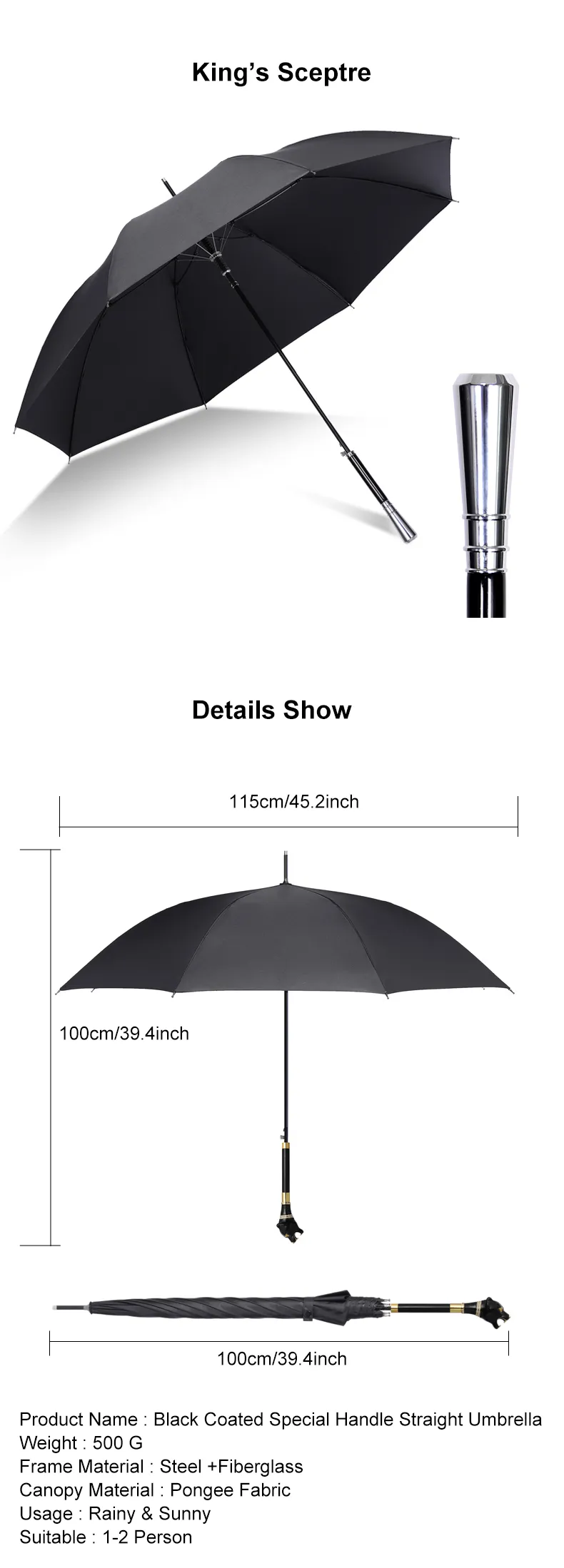 China manufacture High-class Long Handle Windproof Animal Head luxury Umbrella