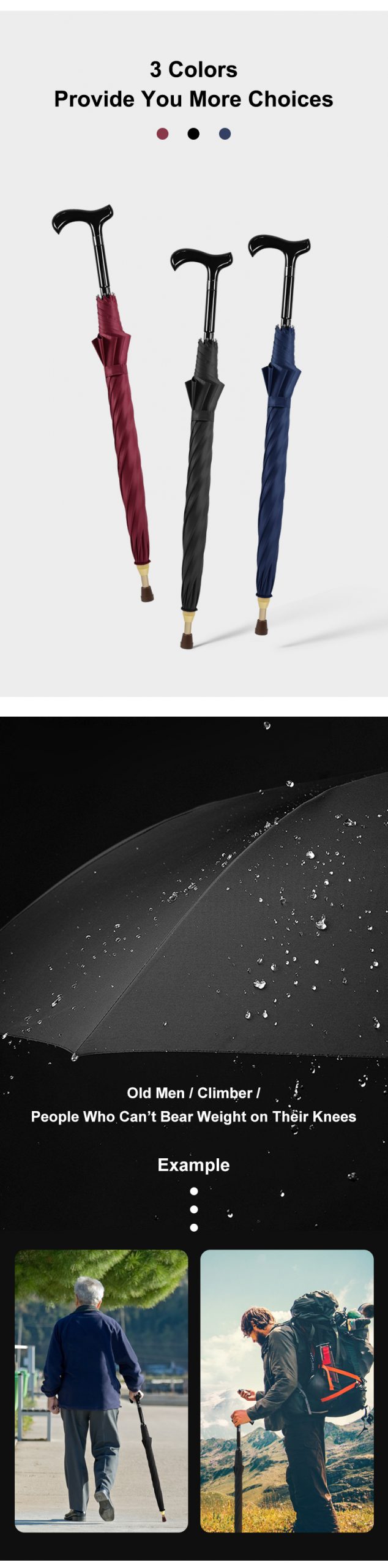 Walking Cane Umbrella 2-in-1