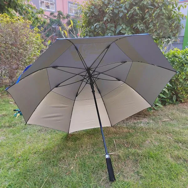 Custom straight windproof umbrella frame display, showcasing high-strength durable ribs and shaft details by a China manufacturer.
