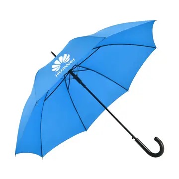 Custom blue J-handle straight umbrella
