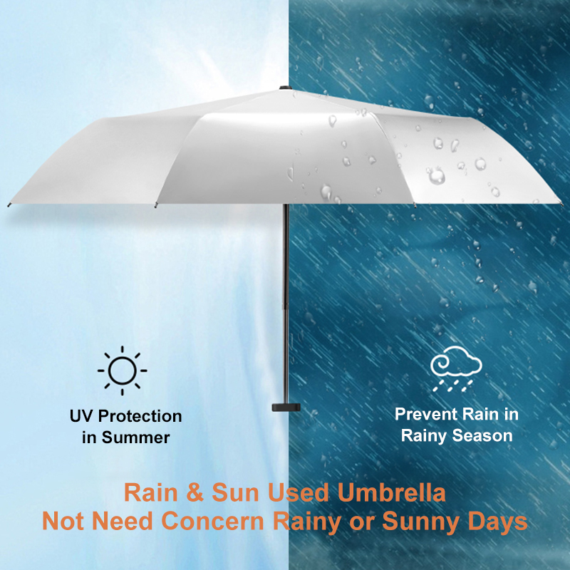 Dual-purpose umbrella rain and sun protection features.