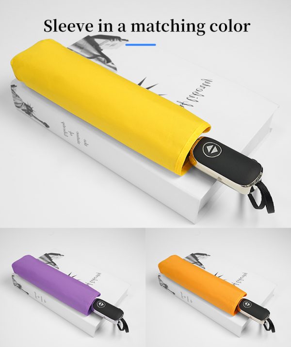 Custom pocket mini flat umbrella with matching fabric sleeves, showcasing vibrantly colored packaging options provided by the manufacturer for wholesale orders.