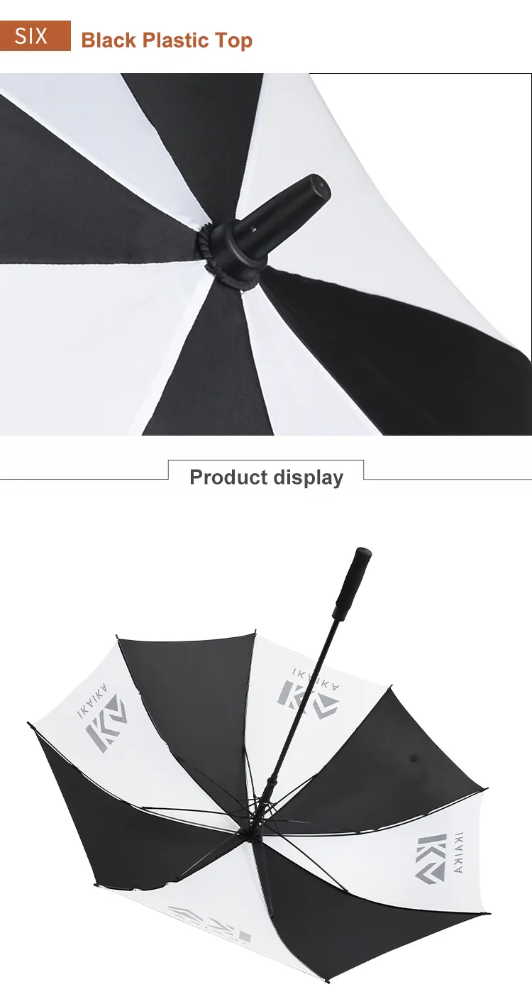 Double-layer windproof golf umbrella frame close-up.