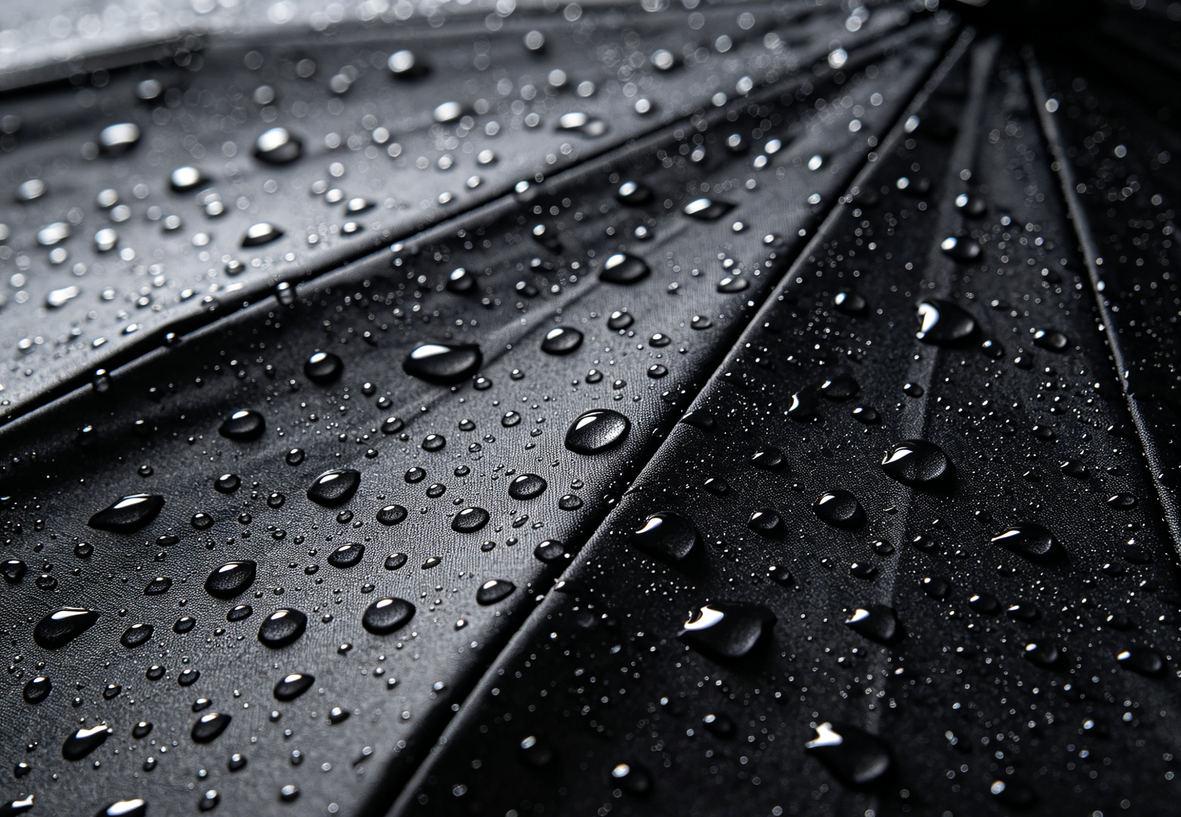 Black pongee umbrella fabric with water droplets