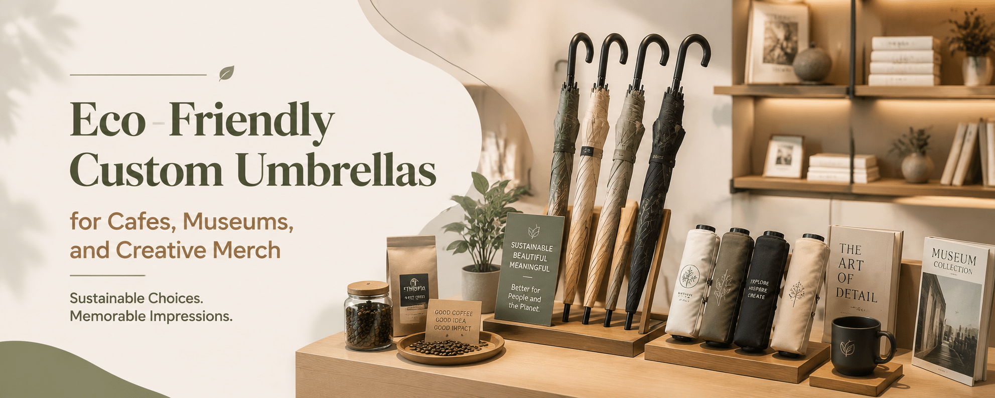 Eco-Friendly Custom Umbrellas for Cafes, Museums, and Creative Merch