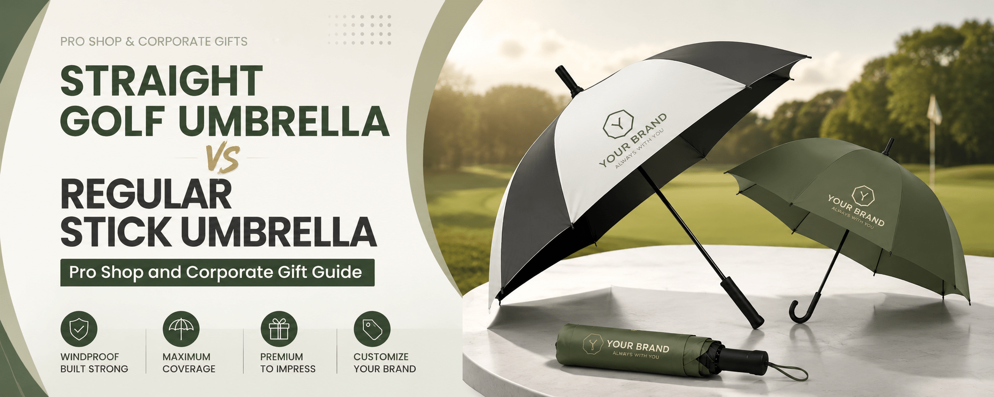 Straight Golf Umbrella vs Regular Stick Umbrella: Pro Shop and Corporate Gift Guide