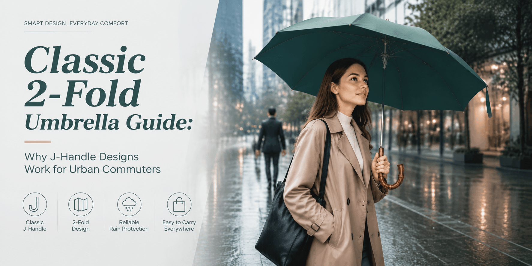 Classic 2-Fold Umbrella Guide: Why J-Handle Designs Work for Urban Commuters