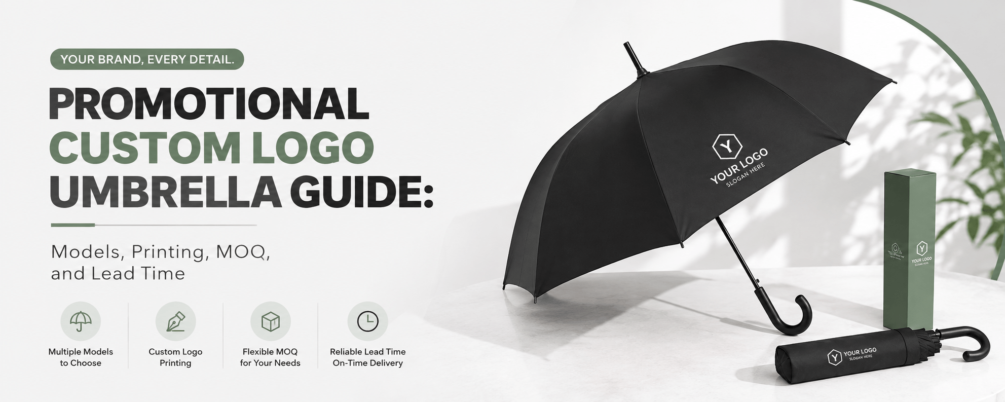 Promotional Custom Logo Umbrella Guide: Models, Printing, MOQ, and Lead Time